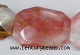 CCY234 30*40mm twisted & faceted rectangle volcano cherry quartz beads