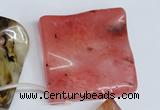 CCY236 Top-drilled 50*50mm wavy diamond volcano cherry quartz beads