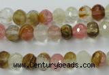 CCY401 15.5 inches 6*8mm faceted rondelle volcano cherry quartz beads