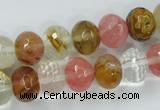 CCY403 15.5 inches 9*12mm faceted rondelle volcano cherry quartz beads