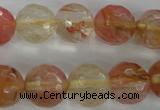 CCY505 15.5 inches 14mm faceted round volcano cherry quartz beads