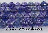 CCY601 15.5 inches 6mm faceted round blue cherry quartz beads