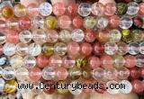 CCY688 15 inches 8mm round volcano cherry quartz beads
