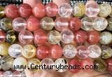 CCY690 15 inches 12mm round volcano cherry quartz beads