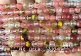 CCY693 15 inches 6mm faceted round volcano cherry quartz beads