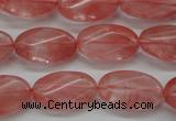 CCY70 15.5 inches 12*20mm twisted oval cherry quartz beads wholesale