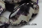 CDA14 15.5 inches 25*50mm oval dogtooth amethyst quartz beads