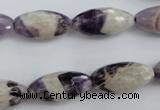 CDA28 15.5 inches 10*20mm faceted rice dogtooth amethyst beads