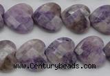 CDA325 15.5 inches 16*16mm faceted heart dyed dogtooth amethyst beads