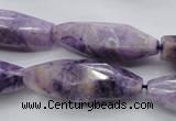 CDA335 15.5 inches 14*35mm faceted rice dyed dogtooth amethyst beads