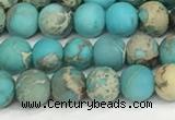 CDE1376 15.5 inches 4mm round matte sea sediment jasper beads