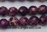 CDE2143 15.5 inches 12mm faceted round dyed sea sediment jasper beads