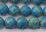 CDE2164 15.5 inches 14mm faceted round dyed sea sediment jasper beads