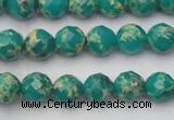 CDE2170 15.5 inches 6mm faceted round dyed sea sediment jasper beads