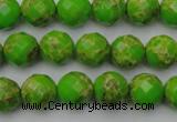 CDE2181 15.5 inches 8mm faceted round dyed sea sediment jasper beads