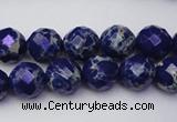 CDE2212 15.5 inches 10mm faceted round dyed sea sediment jasper beads