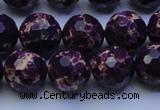 CDE2535 15.5 inches 14mm faceted round dyed sea sediment jasper beads