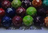 CDE2697 10mm faceted round mixed color sea sediment jasper beads