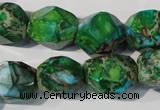 CDI964 15.5 inches 14*17mm faceted nuggets dyed imperial jasper beads