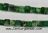 CDI969 15.5 inches 6*6mm cube dyed imperial jasper beads