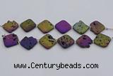 CDQ665 8 inches 25*25mm diamond druzy quartz beads wholesale