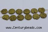 CDQ676 8 inches 30mm flat round druzy quartz beads wholesale