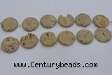 CDQ677 8 inches 30mm flat round druzy quartz beads wholesale