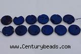 CDQ681 8 inches 30mm flat round druzy quartz beads wholesale