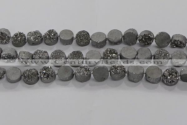 CDQ702 8 inches 12mm coin druzy quartz beads wholesale