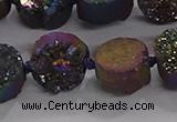 CDQ705 8 inches 12mm coin druzy quartz beads wholesale