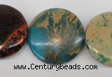 CDS33 15.5 inches 30mm flat round dyed serpentine jasper beads