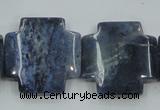 CDU05 15.5 inches 25*25mm cross natural blue dumortierite beads