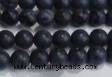 CDU201 15.5 inches 6mm round matte blue dumortierite beads