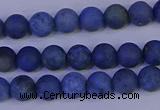 CDU301 15.5 inches 6mm round matte blue dumortierite beads