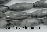 CEE31 15.5 inches 10*30mm faceted rice eagle eye jasper beads