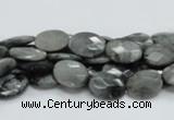CEE50 15.5 inches 8*10mm faceted oval eagle eye jasper beads