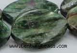 CEM30 15.5 inches 30*40mm twisted teardrop emerald gemstone beads