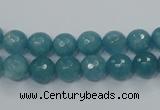 CEQ14 15.5 inches 8mm faceted round blue sponge quartz beads