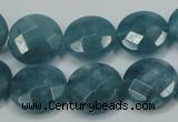 CEQ184 15.5 inches 16mm faceted coin blue sponge quartz beads