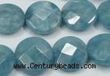 CEQ185 15.5 inches 18mm faceted coin blue sponge quartz beads