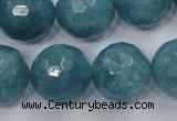 CEQ20 15.5 inches 20mm faceted round blue sponge quartz beads