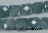 CEQ223 15.5 inches 14*14mm faceted square blue sponge quartz beads