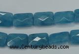 CEQ231 15.5 inches 10*14mm faceted rectangle blue sponge quartz beads