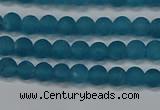 CEQ265 15.5 inches 4mm round matte blue sponge quartz beads