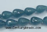 CEQ51 15.5 inches 10*14mm faceted teardrop blue sponge quartz beads