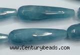 CEQ56 15.5 inches 12*40mm faceted teardrop blue sponge quartz beads