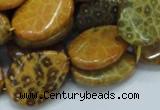 CFA57 18*25mm twisted & flat teardrop yellow chrysanthemum agate beads