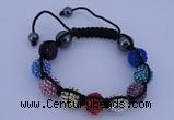 CFB567 12mm round rhinestone with hematite beads adjustable bracelet