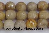 CFC230 15.5 inches 8mm faceted round fossil coral beads