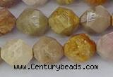 CFC239 15.5 inches 12mm faceted nuggets fossil coral beads